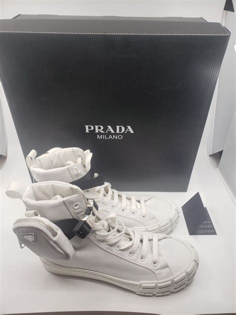 prada wheel re-nylon gabardine high-top sneakers